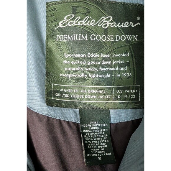 Eddie Bauer Goose Down Jacket Womens Small Puffer Quilted Button Für Collar (A3 - Picture 3 of 3